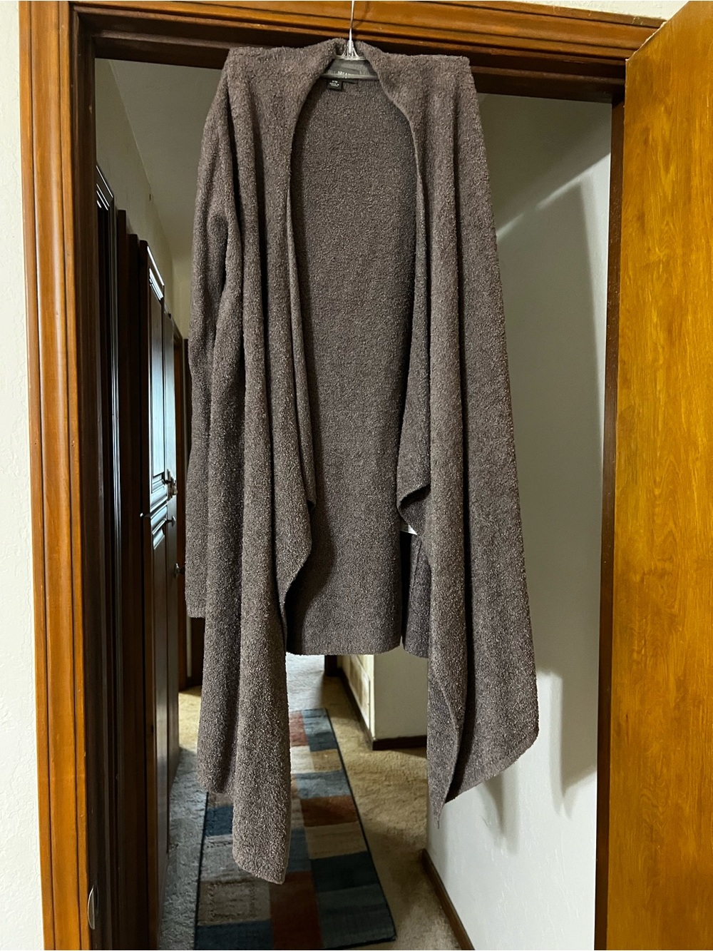 Barefoot Dreams Cozy Open-Front Draped Cardigan - Brown